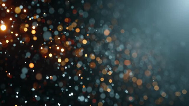 smooth motion of random light particles, shimmering soft-focus dots, ambient glow, subtle sparkle, modern tech atmosphere, loop-ready
