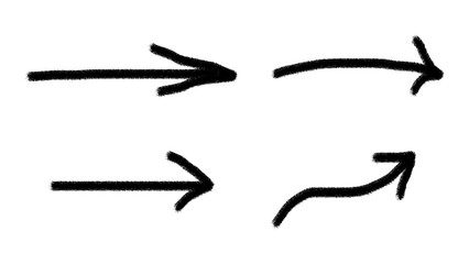 Hand drawn direction arrow icon with brush stroke set