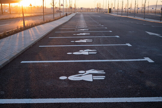 road signs in a new parking
