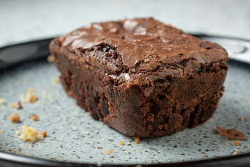 A closeup view of a brownie.