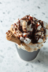 A view of a hot chocolate drink.