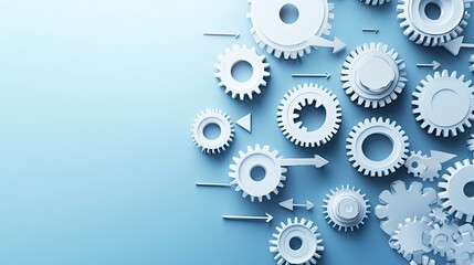 Minimalist gears and arrows symbolizing business process reengineering and operational improvement.