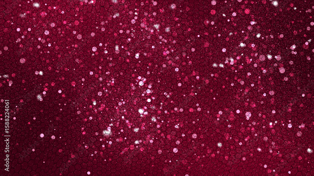 Poster magenta red color glitter sparkles hexagon pattern background