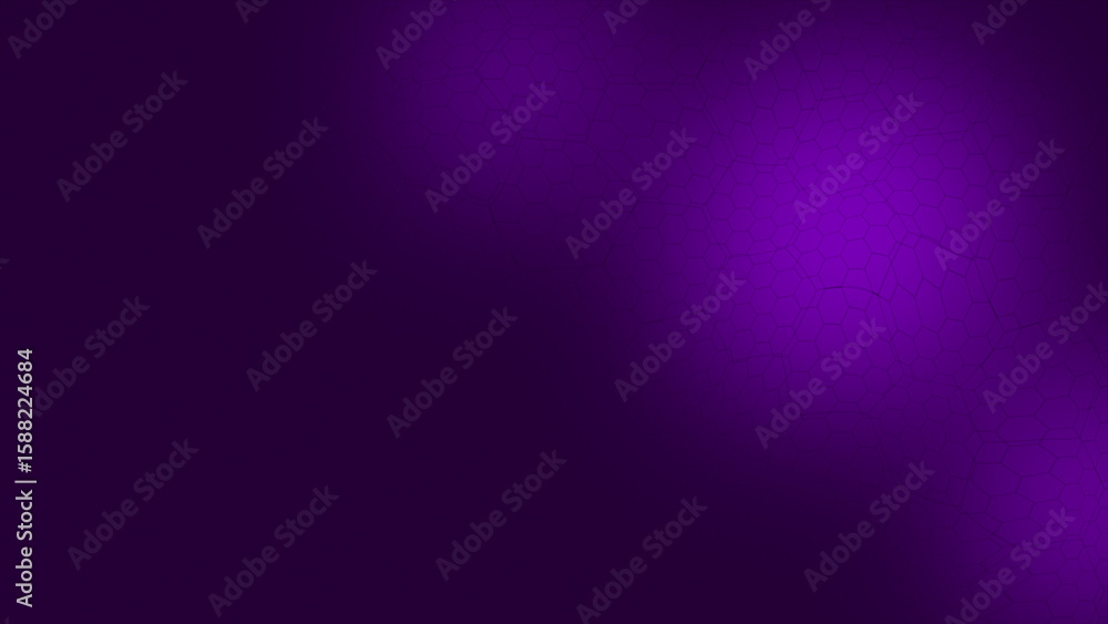 Poster purple color hexagon pattern slow motion on black background, dark color minimal background