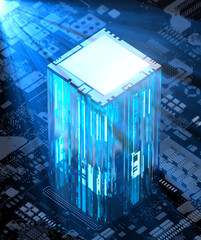 3d rendering of  AI cpu gpu chip