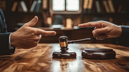 Mediator handling taxpayer disputes, calmly explaining tax laws to two arguing individuals.