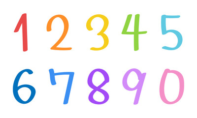 手書きのカラフルポップなマーカー数字