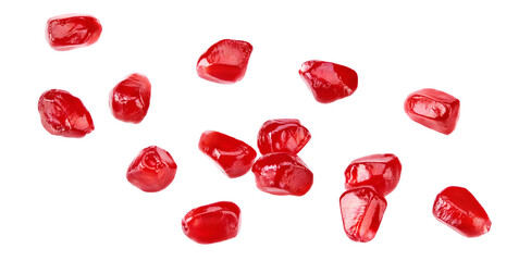 pomegranate seeds isolated on a white background. clipping path
