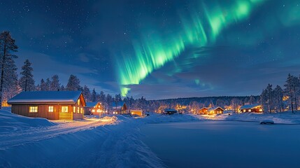 Magnificent northern lights above Kiruna in Sweden, beyond the Arctic Circle in Lapland.