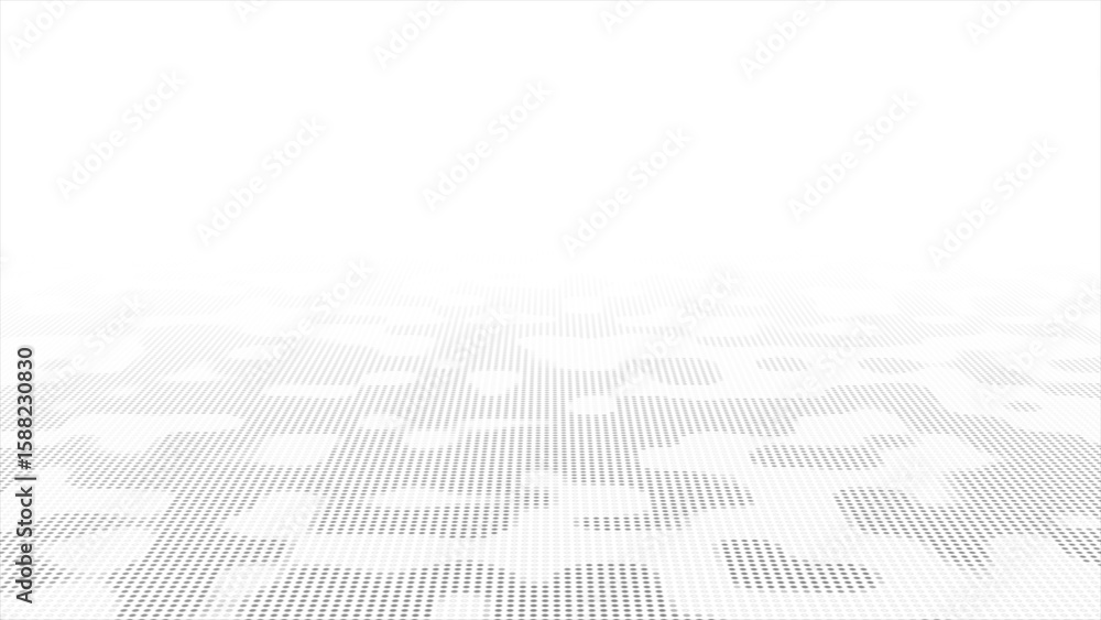 Poster white and black color seamless wave pattern futuristic technology circular dots background