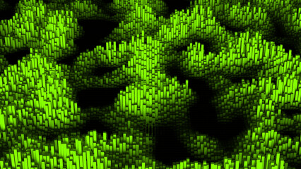 Lime green color hi-tech 3d sticks futuristic technology background