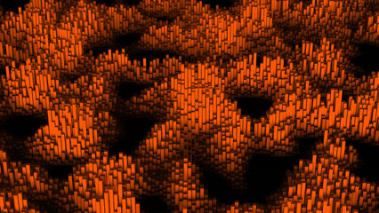 Orange color hi-tech 3d sticks futuristic technology background