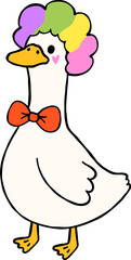 Cute Halloween Silly Goose doodle spooky clown goose hand drawn