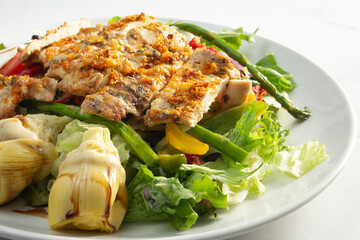 A view of an Italian chicken salad.