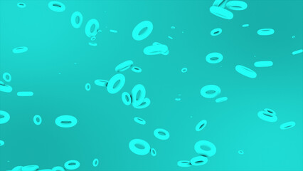 Simple and elegant Cyan color 3d torus shapes geometrical background