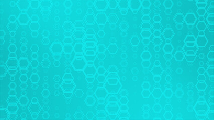 Cyan color hexagonal shapes futuristic geometrical background