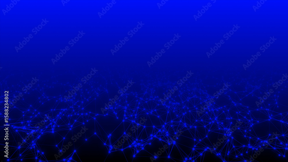 Poster blue color 3d lines and dots mesh futuristic plexus background