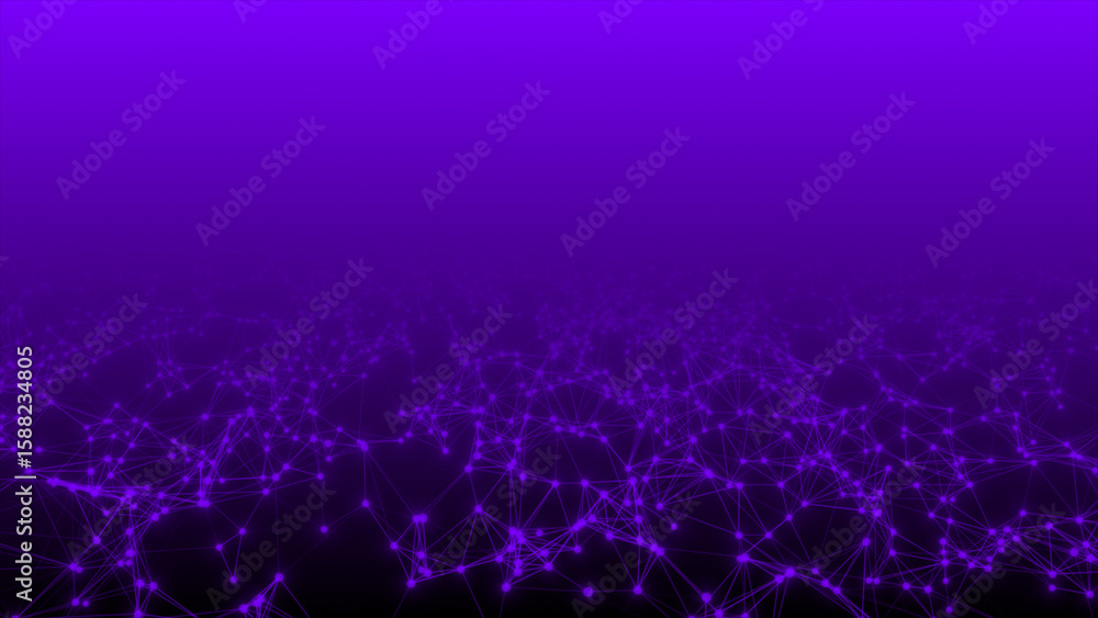 Aufkleber purple color 3d lines and dots mesh futuristic plexus background