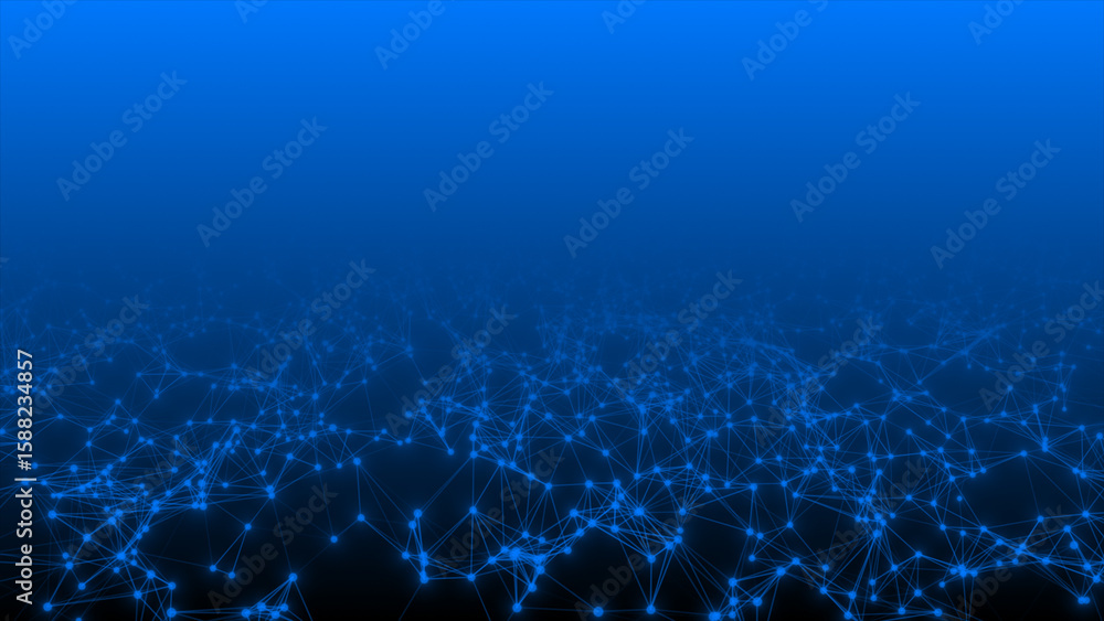 Poster royal blue color 3d lines and dots mesh futuristic plexus background