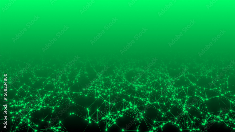 Poster turquoise color 3d lines and dots mesh futuristic plexus background