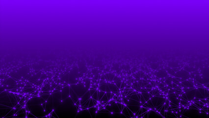 Purple color 3d lines and dots mesh futuristic plexus background