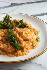 A view of a plate of risotto.