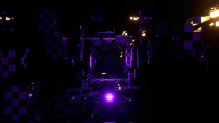 Purple and Yellow Digital Checkered Metaspace Background VJ Loop in 4K - Powered by Adobe