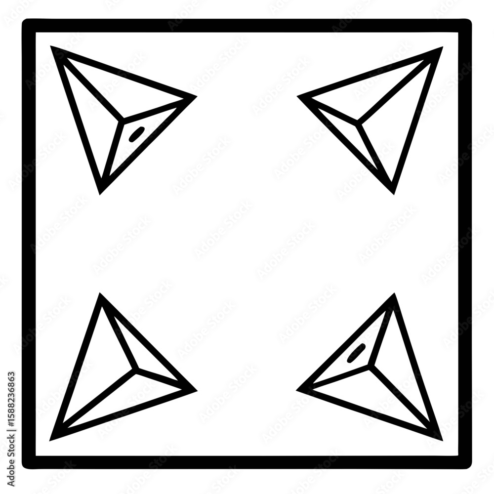 Aufkleber simple abstract design featuring triangle corner accents set against a square thin line border provi