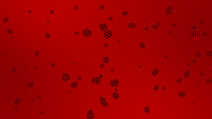 Red color glossy marbels appearing and disappearing abstract background