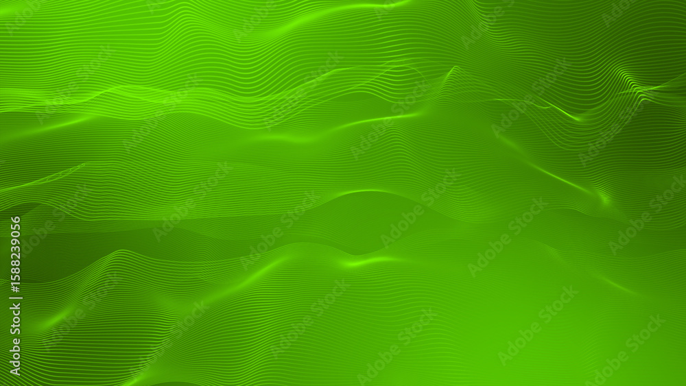 Poster 3d modern wave curve abstract professional lime green color background, wavy pattern design business