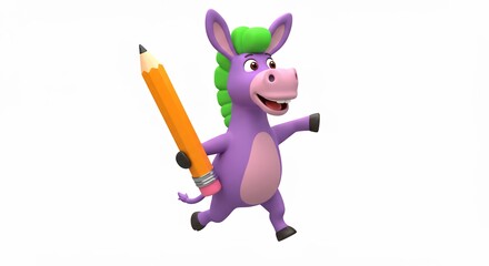 Cartoon donkey with pencil image