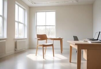 Generative AI Bright minimalist modern room interior bathed in natural light