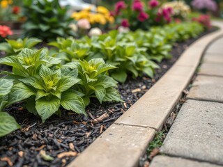 Flower Bed Border Garden Path Lush Green Plants