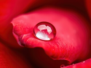 Romantic Red Rose with a Single Dew Drop