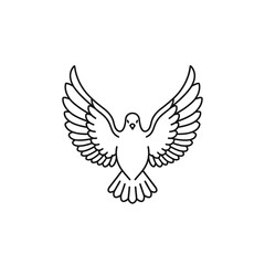 Obraz premium A stylized line drawing of a dove in flight, wings outstretched, symbolizing peace and freedom.