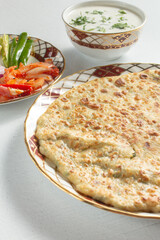 A view of a paratha appetizer plate.