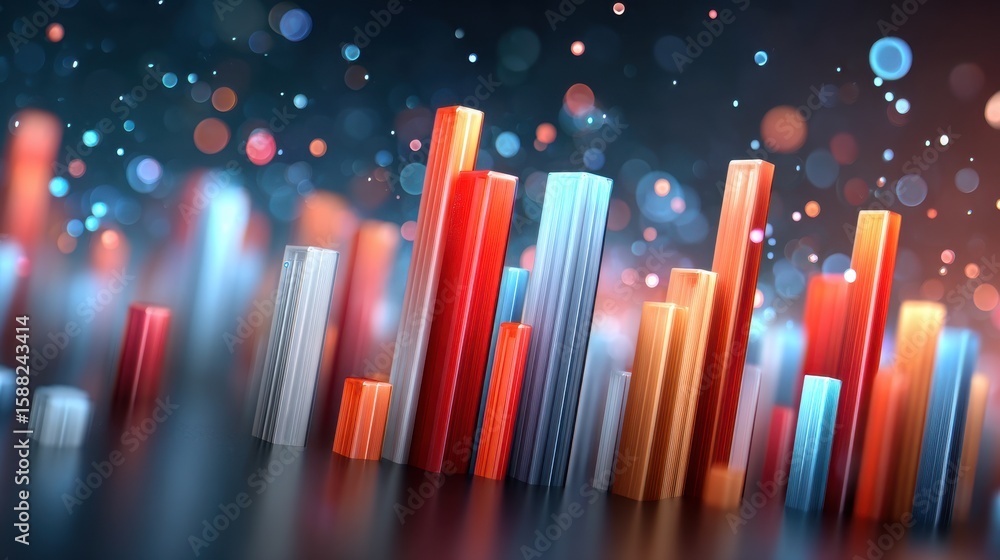 Poster dynamic holographic cityscape with abstract motion graphics
