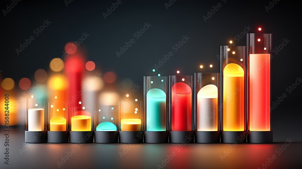 Aufkleber holographic interface displaying a glowing bar graph