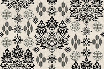patchwork Ikat paisley embroidery on the fabric in Indonesia, India and Asian countries.geometric ethnic oriental seamless pattern.Aztec style. illustration. design for texture, fabric,clothing