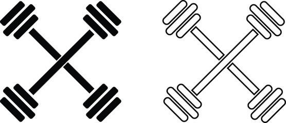 Dumbbell icon vector. Gym dumbbell silhouette. Thin line icon of Weight lifting. Fitness gym and exercise equipment vector illustration