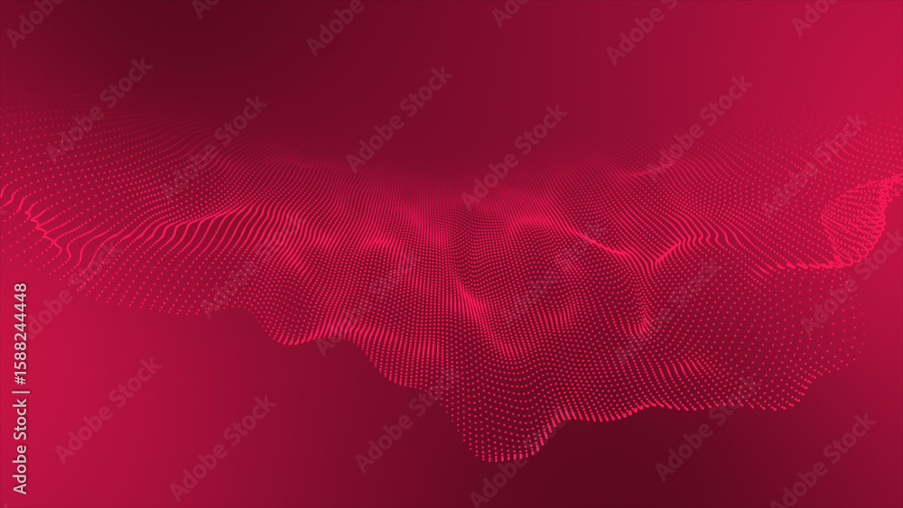 Aufkleber magenta red color hi-tech circular dots forming wavy pattern technology prospective background