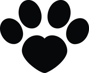 pet paw with heart vector icon.