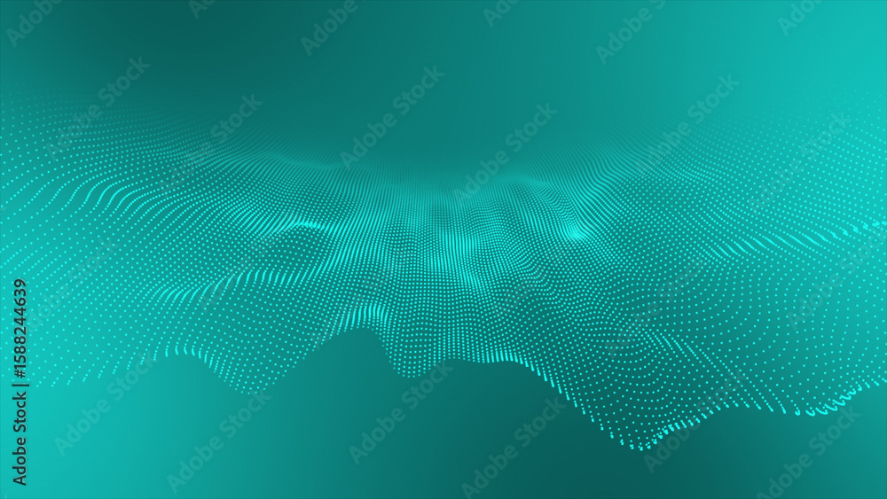Aufkleber cyan color hi-tech circular dots forming wavy pattern technology prospective background