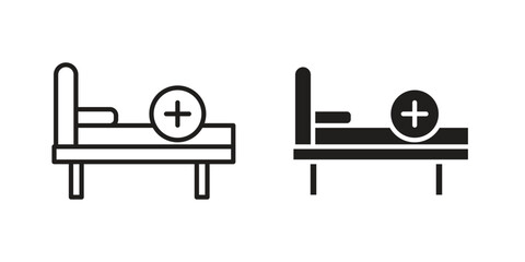 Hospital bed icon line style graphic design .editable vectors.