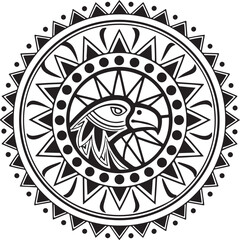 Intricate huichol inspired mandala with colorful beadwork patterns isolated on transparent background