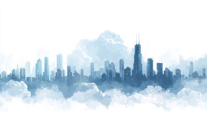 Naklejka premium City skyline silhouetted by clouds