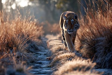 A tiger patrolling its territory