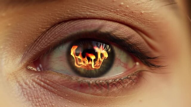 Fiery Inferno Reflected in a Woman's Eye