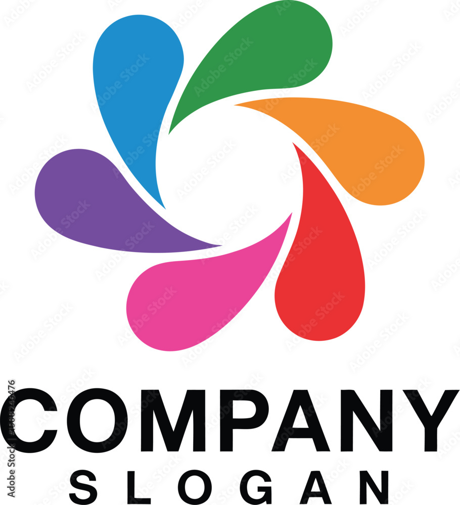 Fototapete abstract colorful logo design with company and slogan text underneath it