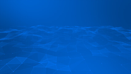 Royal blue color low poly design with lines and dots professional business background